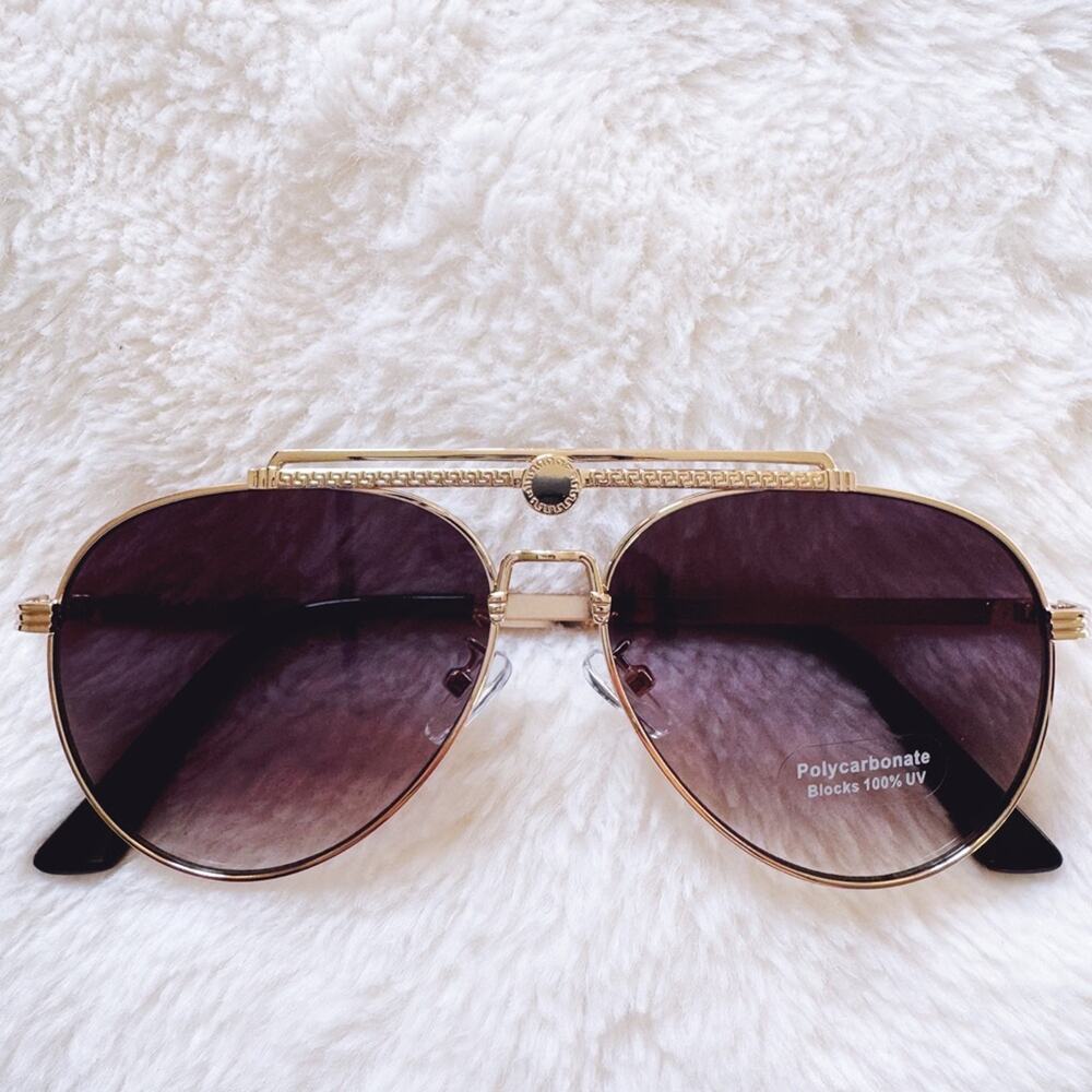 Doug Black W/ Gold Rim Aviator Sunglasses
